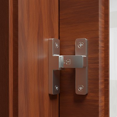 Loquet pour porte en argent sur porte en bois naturel