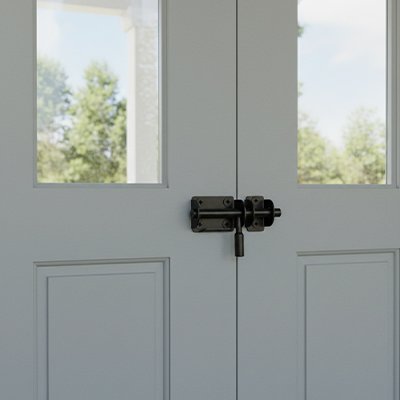 Loquet pour porte noir sur porte blanche double vitrage