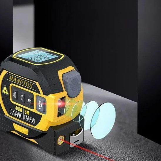  Mètre ruban laser 3 en 1 avec télémètre numérique et ruban traditionnel 5m