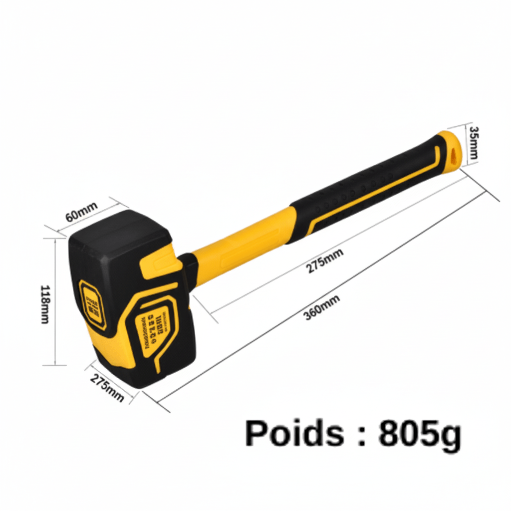 Marteau en caoutchouc multifonctionnel 805g - qualité professionnelle