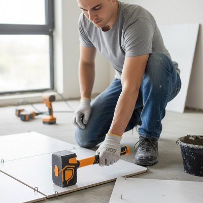 Marteau caoutchouc spécial carrelage avec surface non marquante