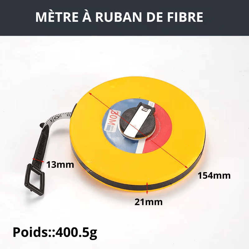 Mètre ruban fibre de verre 30m – enroulement automatique