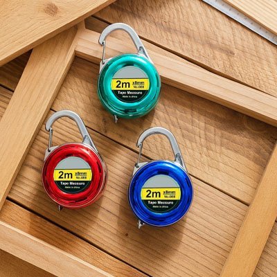 Mètre ruban compact 2 m rétractable avec crochet porte-clés