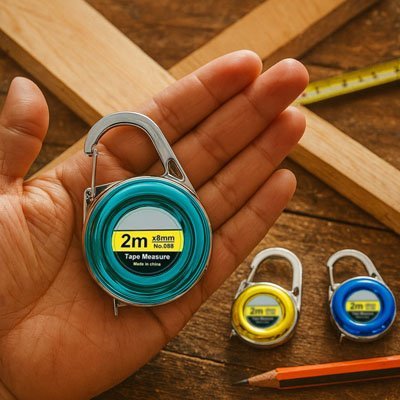 Mètre ruban compact 2 m rétractable avec crochet porte-clés