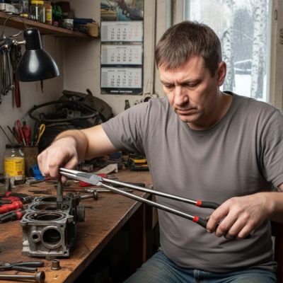 Pince a bec longue utilisée sur moteur en atelier