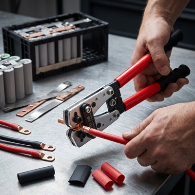 Pince à sertir pour cosses de câbles électriques – utilisation sur batterie lithium