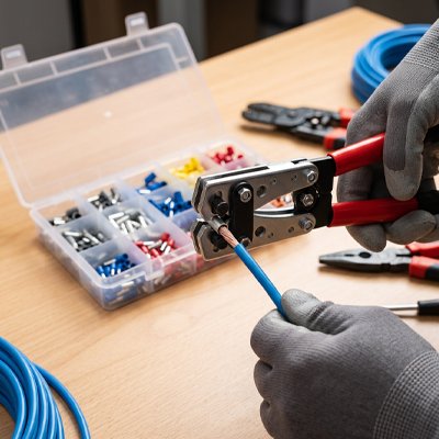 Pince à sertir pour cosses à sertir – utilisation avec kit de connecteurs