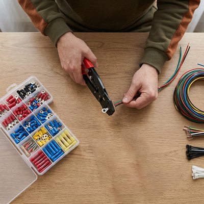 Pince à sertir fils électriques colorés câblage