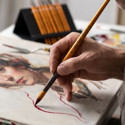 Pinceau professionnel précision pour peinture sur toile