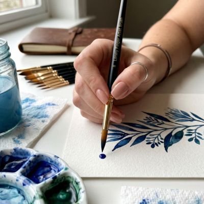 Pinceau professionnel pointe fine pour peinture florale aquarelle