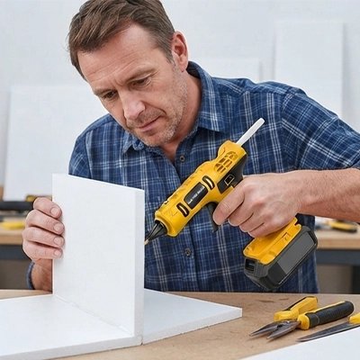 Pistolet à colle sans fil pour création d’un panneau décoratif