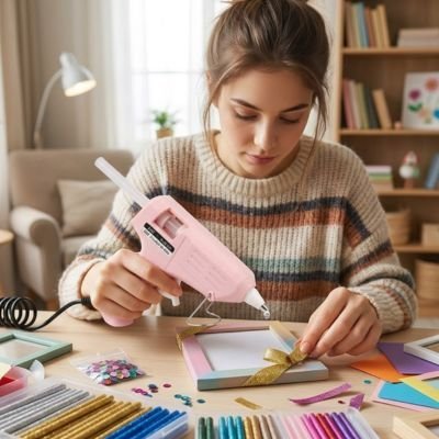 Pistolet à colle thermofusible rose – Bricolage JP