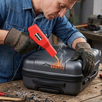 Pistolet à souder réparant valise plastique fissurée atelier