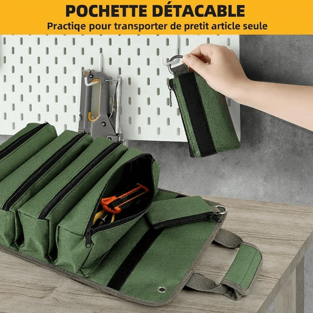 Sac à outils enroulable pochette détachable amovible
