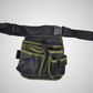Porte-outils ceinture robuste avec bordures vertes - Multiples compartiments pour organisation professionnelle