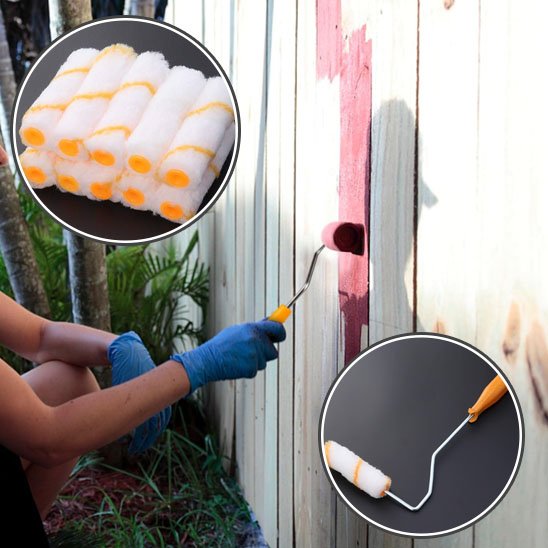 Rouleau peinture manchons fibres utilisation extérieure bois