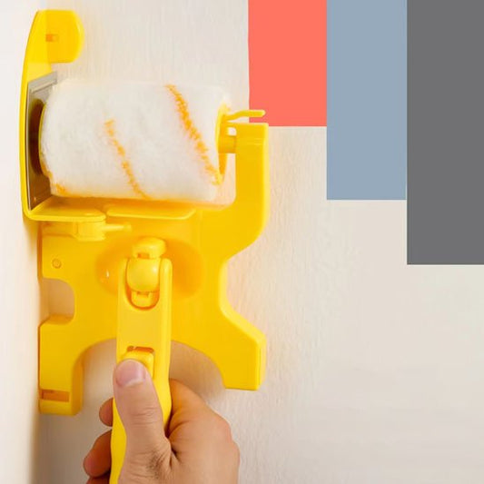 Rouleau peinture jaune avec palette de couleurs