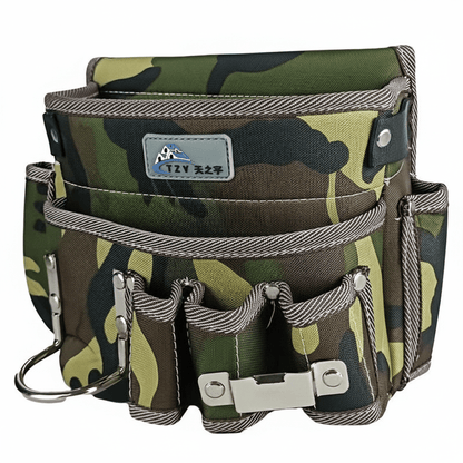 Sac banane camouflage professionnel pour outils avec multiples poches et ceinture ajustable