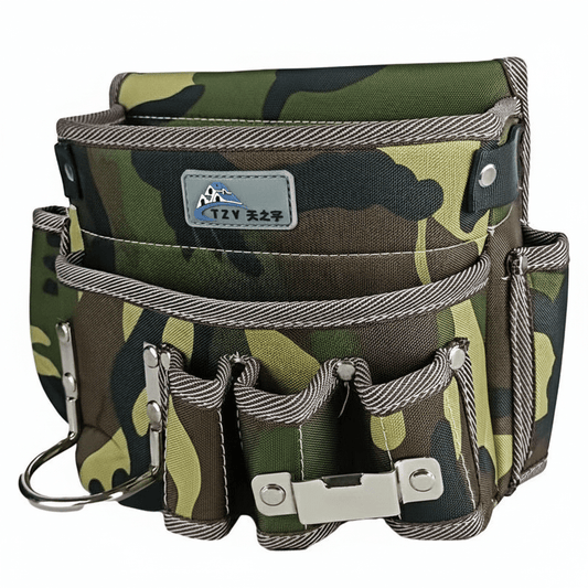Sac banane camouflage professionnel pour outils avec multiples poches et ceinture ajustable