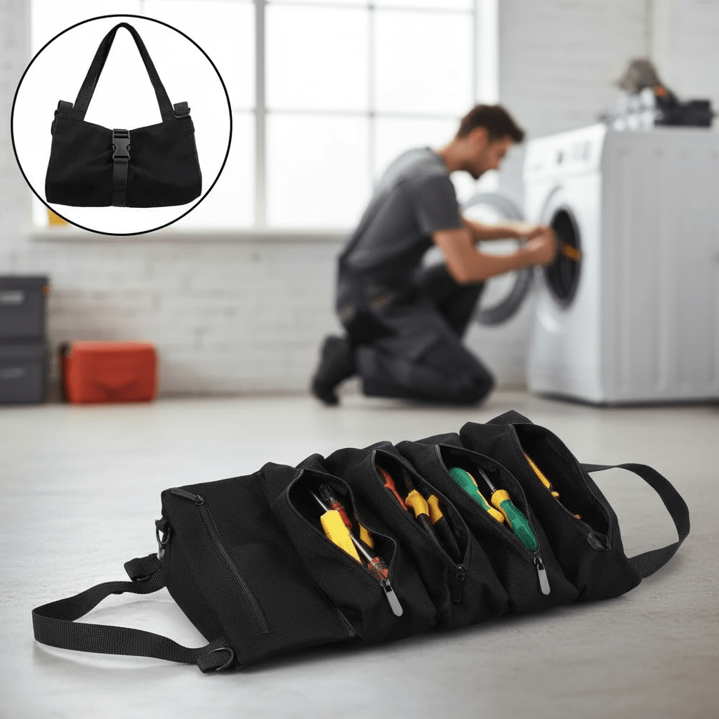 Sac à outils enroulable - scène lifestyle professionnelle
