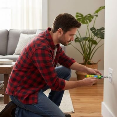 Tournevis testeur poignée ergonomique bimatière antidérapante jaune et verte avec embout magnétique